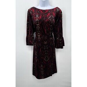 AVENUE  Crushed Velvet Floral Dress Wisigoth Withy  Ruffle Sleeves Plus Size 22